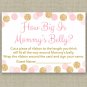 Blush Pink & Gold Glitter Dots How Big Is Mommys Belly Baby Shower Game #A380