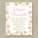 Blush Pink & Gold Glitter Diaper Thoughts Late Night Diaper Baby Shower Game #A380