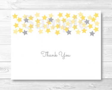 Twinkle Little Star Yellow & Grey Thank You Card Printable #A393