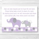 Lavender Polka Dot Elephant Printable Baby Shower Book Request Cards #A242