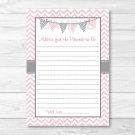 Modern Pink Chevron Printable Baby Shower Mommy Advice Cards #A127