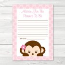 Mod Pink Pop Monkey Printable Baby Shower Mommy Advice Cards #A167