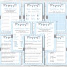 Blue Chevron Baby Shower Games Pack - 8 Printable Games #A260