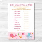 Pink Under The Sea Printable Baby Shower "Price Is Right!" Game Cards #A262
