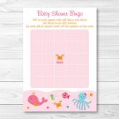 Pink Under The Sea Printable Baby Shower Bingo Cards #A262