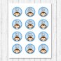 Pop Monkey Blue Cupcake Toppers Party Favor Tags Printable #A175