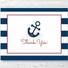Nautical Anchor Blue & Red Thank You Card Printable #A259