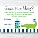 Preppy Alligator Baby Shower "Guess How Many?" Game Cards #A157