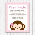 Pop Monkey Pink Diaper Thoughts Late Night Diaper Baby Shower Game #A167