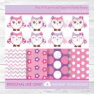 Whimsical Woodland Owl Clipart & Digital Paper #A100