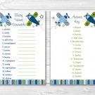 Airplane Little Aviator Printable Baby Shower "Baby Word Scramble" Game Cards #A112