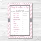 Modern Pink Chevron Printable Baby Shower "Price Is Right!" Game Cards #A127