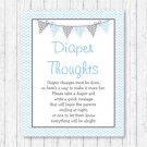 Blue Chevron Diaper Thoughts Late Night Diaper Baby Shower Game #A260