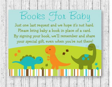 Baby Dinosaurs Printable Baby Shower Book Request Cards #A264