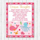 Pink Under The Sea Diaper Thoughts Late Night Diaper Baby Shower Game #A262