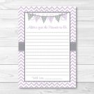 Purple & Grey Chevron Printable Baby Shower Mommy Advice Cards #A370
