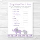 Lavender Polka Dot Elephant Printable Baby Shower "Price Is Right!" Game Cards #A242