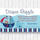 Nautical Pirate Monkey Whale Printable Baby Shower Diaper Raffle Tickets #A287