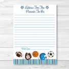 Sports Football Baseball Soccer Printable Baby Shower Mommy Advice Cards #A119