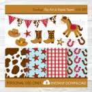 Cowboy Western Clipart & Digital Paper #A284