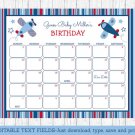 Airplane Baby Due Date Calendar Editable PDF #A155