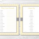 Yellow Chevron Printable Baby Shower "Baby Word Scramble" Game Cards #A356