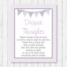 Purple & Grey Chevron Diaper Thoughts Late Night Diaper Baby Shower Game #A370