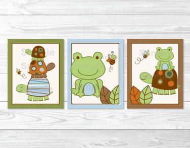 Mod Turtle Frog Pond Pals Printable Nursery Wall Art #A274