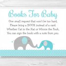 Teal Chevron Elephant Printable Baby Shower Book Request Cards #A374