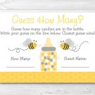 Yellow & Grey Bumble Bee Gender Neutral Baby Shower "Guess How Many?" Game Cards #A359