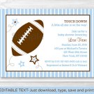 Football All Star Blue Printable Baby Shower Invitation Editable PDF #A119