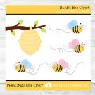 Bumble Bee Pink & Blue Busy Beehive Clipart #A134