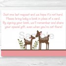 Pink Woodland Deer Printable Baby Shower Book Request Cards #A200