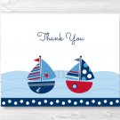 Nautical Sailboat Blue & Red Thank You Card Printable #A123