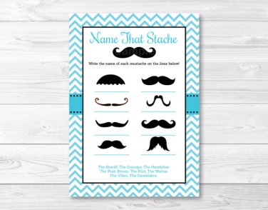 Little Man Mustache Chevron Printable "Name That Mustache" Baby Shower Game #A376