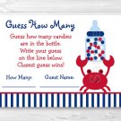 Nautical Crab Baby Shower "Guess How Many?" Game Cards #A182