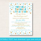 Twinkle Little Star Blue & Gold Printable Baby Shower Invitation Editable PDF #A391