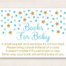 Twinkle Star Blue & Gold Glitter Printable Baby Shower Book Request Cards #A391