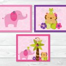 Tropical Jungle Pink Elephant Girls Printable Nursery Wall Art #A396