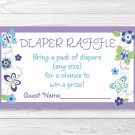 Butterfly Paradise Lavender Printable Baby Shower Diaper Raffle Tickets #A231
