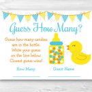 Rubber Duck Baby Shower "Guess How Many?" Game Cards #A367