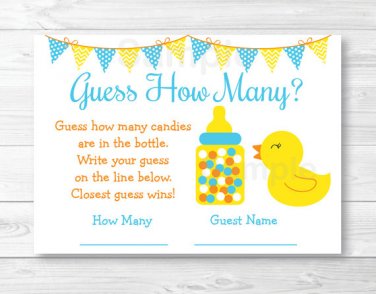 Rubber Duck Baby Shower "Guess How Many?" Game Cards #A367