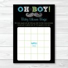 Chalkboard Mustache Oh Boy Printable Baby Shower Bingo Cards #A397