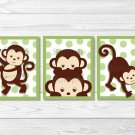 Pop Monkey Green Printable Nursery Wall Art #A125