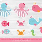 Pink Under The Sea Whale Octopus Party Cutouts Decorations Printable #A262