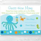 Blue Under The Sea Baby Shower "Guess How Many?" Game Cards #A237