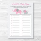Pink Elephant Chevron Baby & Mom Baby Shower Baby ABCs Game Printable #A246