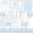 Nautical Whale Baby Shower Games Pack - 8 Printable Games #A331