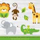 Bright Safari Jungle Animals Party Cutouts Decorations Printable #A170