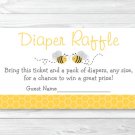 Yellow & Grey Bumble Bee Printable Baby Shower Diaper Raffle Tickets #A359